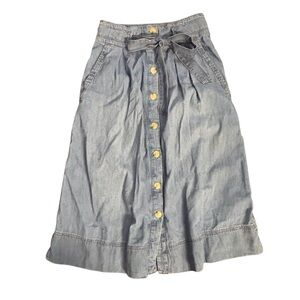 Denim Button-Front Skirt